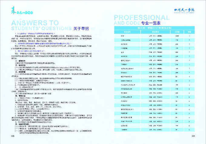 四川天一学院2017年单招简章