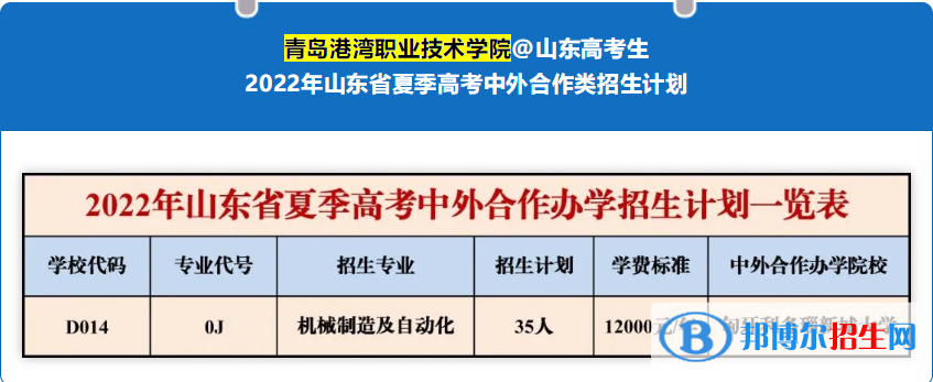 青岛港湾职业技术学院有哪些中外合作办学专业？（附名单）