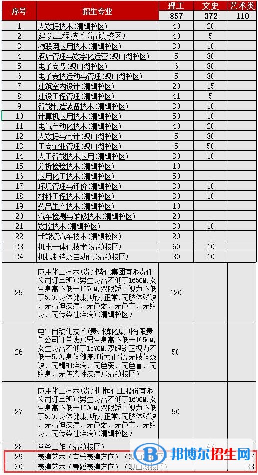 贵州工业职业技术学院艺术类专业有哪些？（艺术类专业）