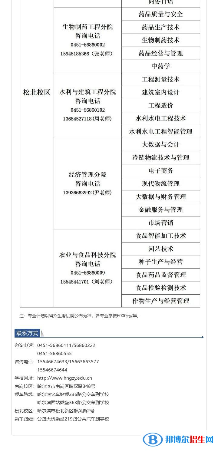 黑龙江农业工程职业学院单招2023年学费汇总