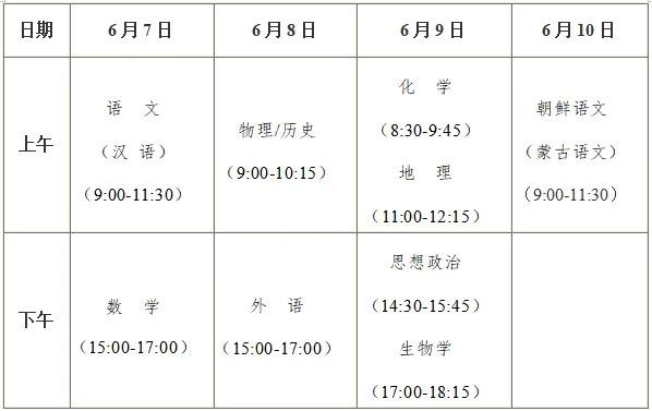 黑龙江新高考时间2024年时间表-具体几月几号开考（6月7日-10日）