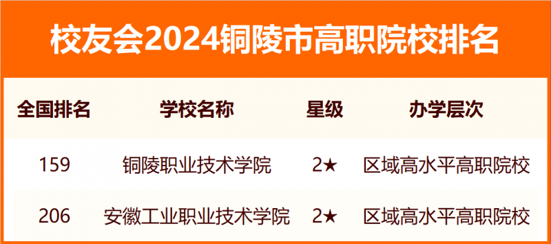 2024铜陵市大学排名