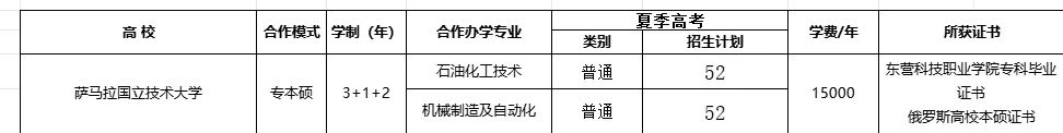 东营科技职业学院中外合作办学专业有哪些？