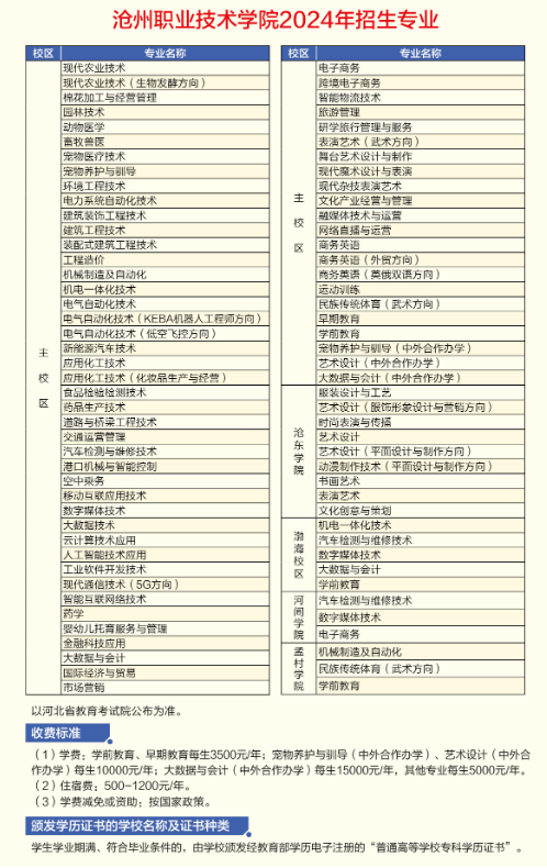 2024沧州职业技术学院艺术类学费多少钱一年-各专业收费标准